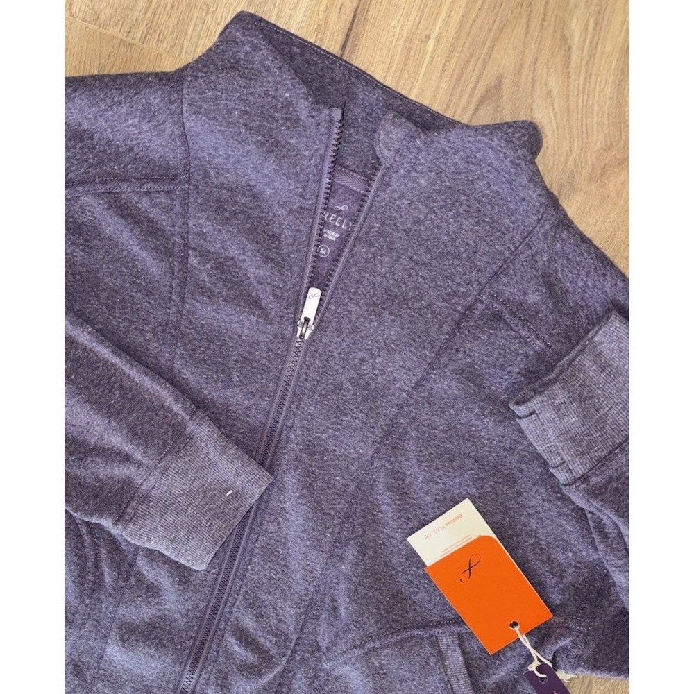 New Freely Women's Briana Full-Zip Fleece Jacket Medium Heathered Purple